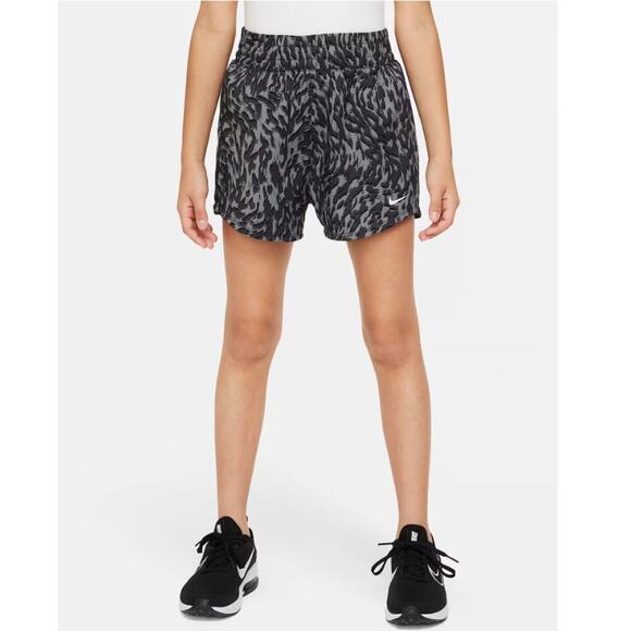 Nike Girls Smoke Gray Woven High-Waisted Shorts Size M - Picture 1 of 6